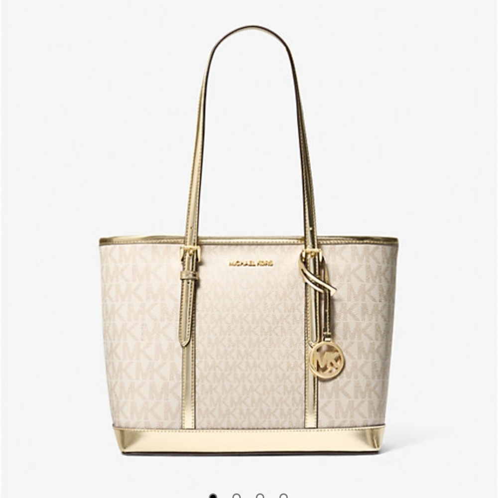 Michael Kors Jet Set MetallicTop Zip Tote